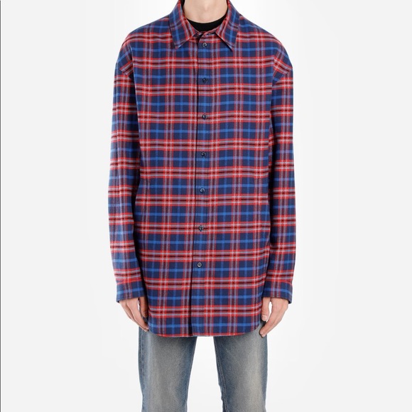 🔥 BALENCIAGA UNISEX MULTICOLOR CHECKED FLAP shirt - Picture 2 of 8